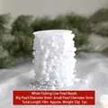 10m White fishing line bead chain with 8mm and 3mm pearls for Christmas decor - 10m/8mm+3mm / White