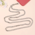 Detail view of 125cm silver metal phone chain with universal clear gasket and clasp - 8mm NK Iron Chain Silver / 90g