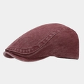Detailed side view of vintage burgundy washed denim ivy cap with premium stitching - Burgundy