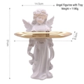Statue d'ange en résine blanche avec plateau en métal doré de 31 cm pour la déco - Petit Ange de Bureau avec Plateau 32CM (Blanc Pur)