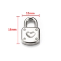 Polished silver stainless steel heart lock pendant for DIY necklaces, size 11x18mm - Silver Polished Patterned Heart Padlock Pendant 18mm