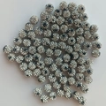 Sparkling 10mm Shamballa beads with silver rhinestones on black clay base for jewelry DIY - 10mm / Black With White Rhinestone