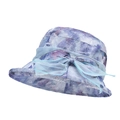 Women's sun hat with purple blue tie-dye pattern and light blue organza bow - Blue