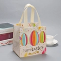 Sac cadeau de Pâques en intissé laminé avec motifs d'œufs colorés et lettrage - XH34-Horizontal