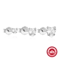 Set di tre orecchini a cuore in argento sterling 925 con pietre di zircone trasparente - Forma di Cuore (#1) / Argento