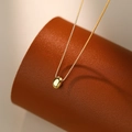 Minimalist S925 sterling silver bean pendant necklace with golden finish and box chain - 925 Silver / Gold