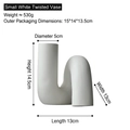 Matte white ceramic U-shaped twisted vase with 14.5cm height and minimalist Nordic style - Biscuit White - Small Twisted U-Vase