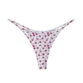 White double-strap thong with red lip and heart prints on soft cotton fabric - Red Lips Print