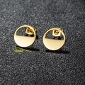Minimalist 12mm gold round stainless steel stud earrings with hollow geometric design - 457 Gold (Geometric)