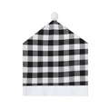 Funda de silla navideña con cuadros blancos y negros y pompón blanco para comedor casa - Cuadros Blanco y Negro