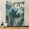 Detail of bohemian tropical tapestry showing lush plants and a figure on cement wall - Lt312-11 / 130X150CM (Short Plush)