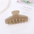 Elegant champagne gold hair claw clip with fine glitter finish for women's hair styling - Brown