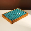 Solid wood ring display tray with dark green velvet slots for jewelry storage - Brown Ring Tray-Green Velvet