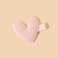 Pink velvet heart-shaped hair clip for girls featuring a soft fabric finish - Nude Pink