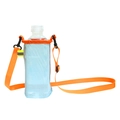 Light blue mesh water bottle storage bag with orange adjustable shoulder strap for beach - Blue with Orange Strap Cup Holder