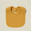Soft ginger yellow cotton muslin baby bib with adjustable snap buttons for newborns - Orange
