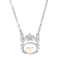 Collana segno Cancro in argento con pietra di luna e zirconi su fondo bianco - Cancro (K-1481)