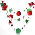 Christmas star and circle garland in red and green glitter for party wall decor - 4 Meters / Red Green Round Star Garland