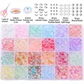 DIY jewelry kit with 24 colors of 8mm glass jelly beads and essential craft tools - Jelly Bright White + Accessory Bag / 24 Grids/480 Pcs + Material Kit