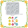 Marine life silicone mold for resin pendants featuring dolphin starfish and anchor shapes - Ocean Series