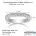 925 silver moissanite eternity ring with 14 round stones in 18K white gold plating - R14083-2.0-2.0+gra/black Card / US Size 7 / Circumference 54.3mm