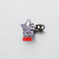 Star-shaped purple zircon piercing jewelry with 6mm dark grey stainless steel base - 6mm / Purple (6#)