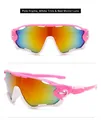 Pink and white frame sports sunglasses with red mirrored lenses for cycling - Pink and White Frame Red Mirrored Lens