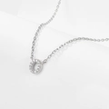 Sterling silver necklace with a sparkling diamond-encrusted circular pendant on a fine chain - O-Necklace-Silver