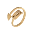 Detailed close-up of a golden arrow-shaped adjustable ring with fine feather textures - Arrow Design-Gold
