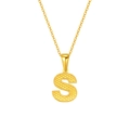 Golden titanium steel necklace featuring a textured letter S pendant on a fine chain - Letter S