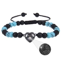 Map stone bead bracelet with black heart 100 languages I love you projection - Turquoise + Matte Stone Bracelet