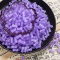 Bamboo shaped purple glass beads for DIY jewelry making displayed in a bowl - Purple (Solid 6x12mm)