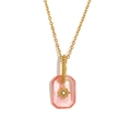 18K gold plated stainless steel necklace with pink acrylic starburst pendant - Light Pink Translucent (Gold-3)
