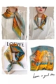 Artistic oil painting style silk square scarf with autumn landscape in yellow and blue - Autumn Oil Landscape