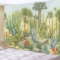 Tropical desert landscape tapestry with cactus and succulent watercolor wall decor - Tropical Desert