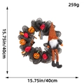 Halloween wreath with gnome and black mesh, 40cm diameter and 259g weight display - Black Mesh Doll Wreath