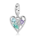 S925 sterling silver hollow heart pendant with colorful zircon stones on white background - 925 Silver / Heart Inlaid Colorful Zirconia