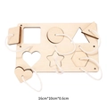 Wooden Busyboard Lacing Toy with 6 Geometric Shapes for Kids Fine Motor Skills - Double Layer Matching Board