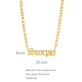 18K gold plated Scorpio zodiac necklace in 316 stainless steel with a Figaro chain - Scorpio / Gold