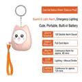 Pink cat-shaped personal alarm with 130dB siren, LED light and orange wrist strap - Chinese Packaging / Cute Cat / Sakura Pink