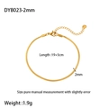 Detail showing 2mm gold flat snake chain with adjustable 19+5cm length specs - 2mm Wide Snake Bracelet (DYA023-2mm)