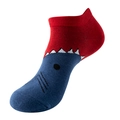 Grappige onzichtbare sokken met haaienpatroon in rood en blauw patchwork ontwerp - Eén maat / C12 (Rood Blauw Haai)