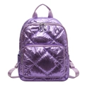 Schicker lila Rucksack mit Metallic-Effekt, Rautensteppung und verstellbaren Schultergurten - Lila