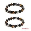 Ensemble de 2 bracelets pour hommes en perles d'œil de tigre et hématite 10mm - 10mm Ensemble de 2 Pièces
