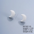 Modern moon shaped silver stud earrings with a textured matte frosted finish - Crescent Moon (E01507-33)