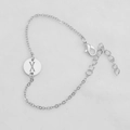 Silver chain bracelet with round hollow letter X pendant and adjustable lobster clasp - Silver X