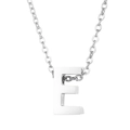 Polished silver stainless steel necklace with uppercase letter E pendant on O-chain - Letter E Style (KN233969-Z)