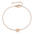 Elegante pulsera de cadena en oro rosa con colgante redondo martillado y cierre de langosta - Oro rosa