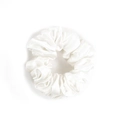 Elegant 100% mulberry silk scrunchie in classic white color with smooth satin texture - 3.5cm/19 Momme / White