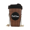 Creative coffee cup shaped crossbody bag in brown and black with gold chain strap - Black